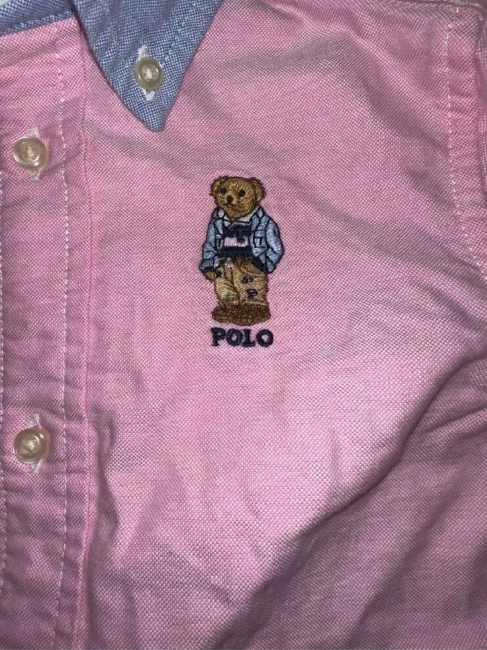Ralph Lauren Polo Pink Button-Down Shirt w/Chambray Blue Collar - 3T